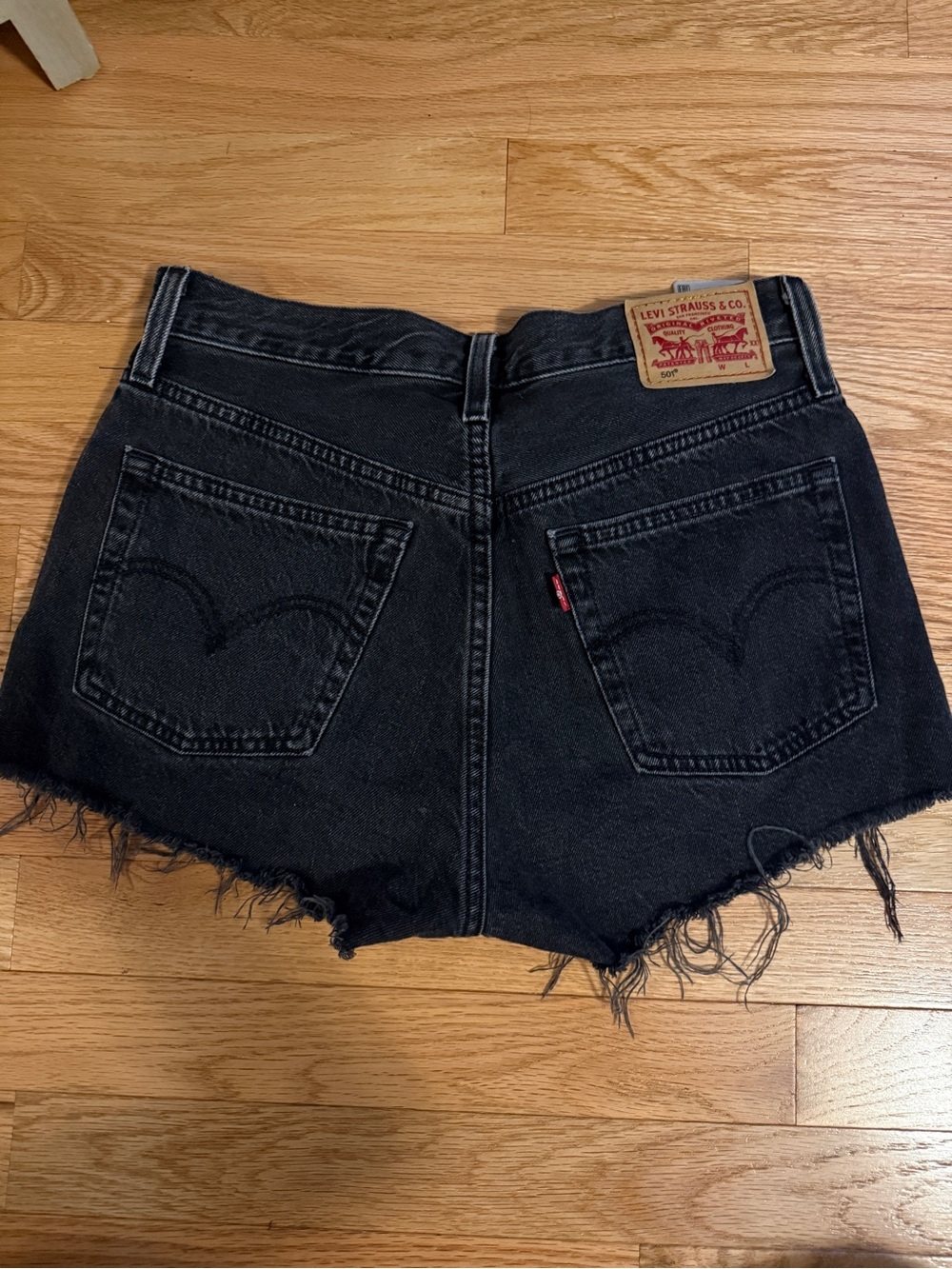 Levi's Black Frayed Hem Denim Cutoff Shorts